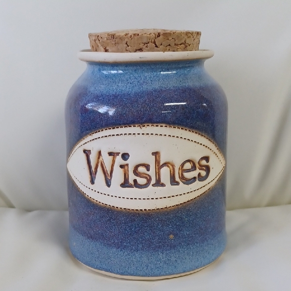 Dr. Brophy's Word Jars Other - VINTAGE 1991 Dr. Brophy's Pottery Word Jar with Cork Lid - WISHES